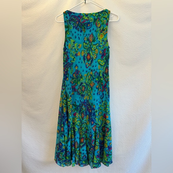 Ralph Lauren Women’s Floral Blue Green Sleeveless Dress Size: 8 - Picture 2 of 8